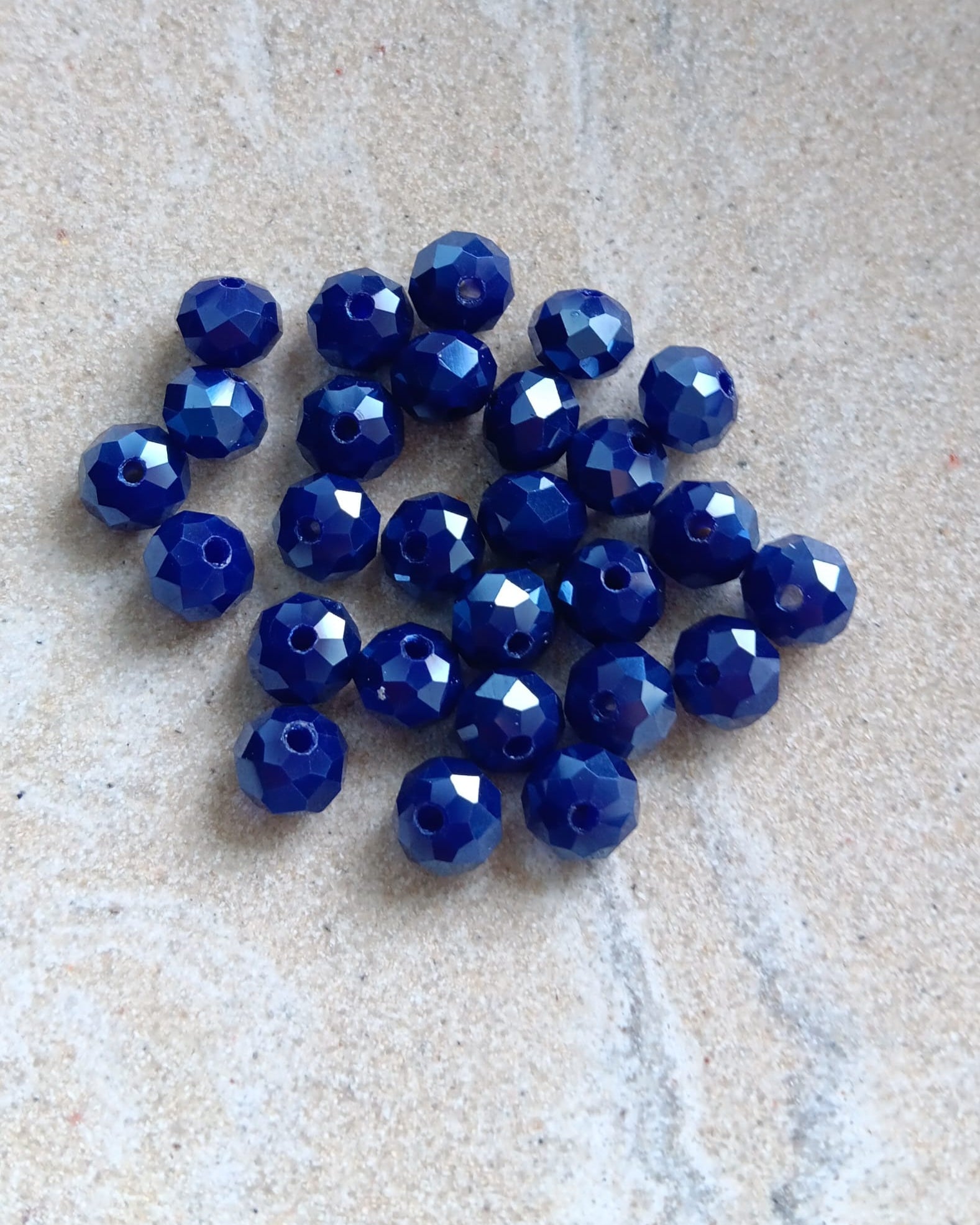 Perles rondelles à facettes en verre - 8x6 mm