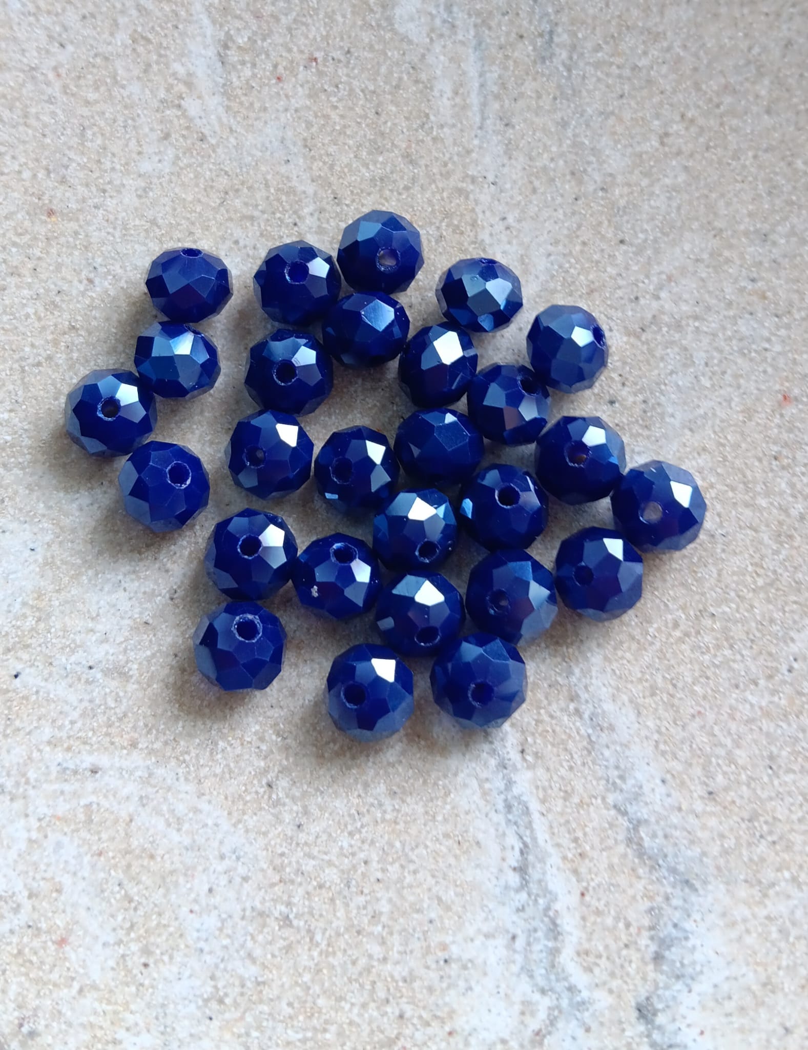 Perles rondelles à facettes en verre - 8x6 mm