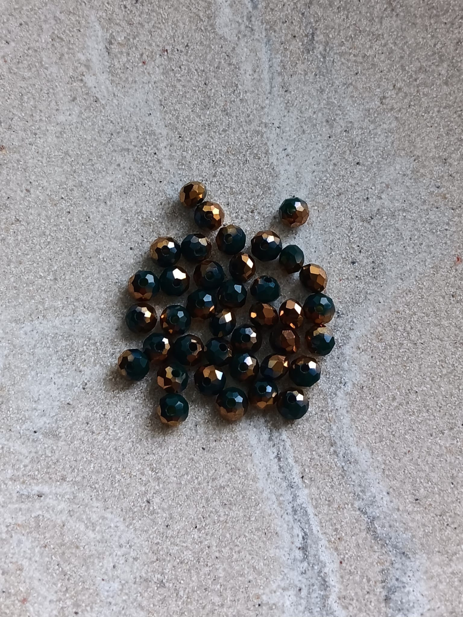 Perles rondelles facettées bicolores en verre - 4x3 mm x50