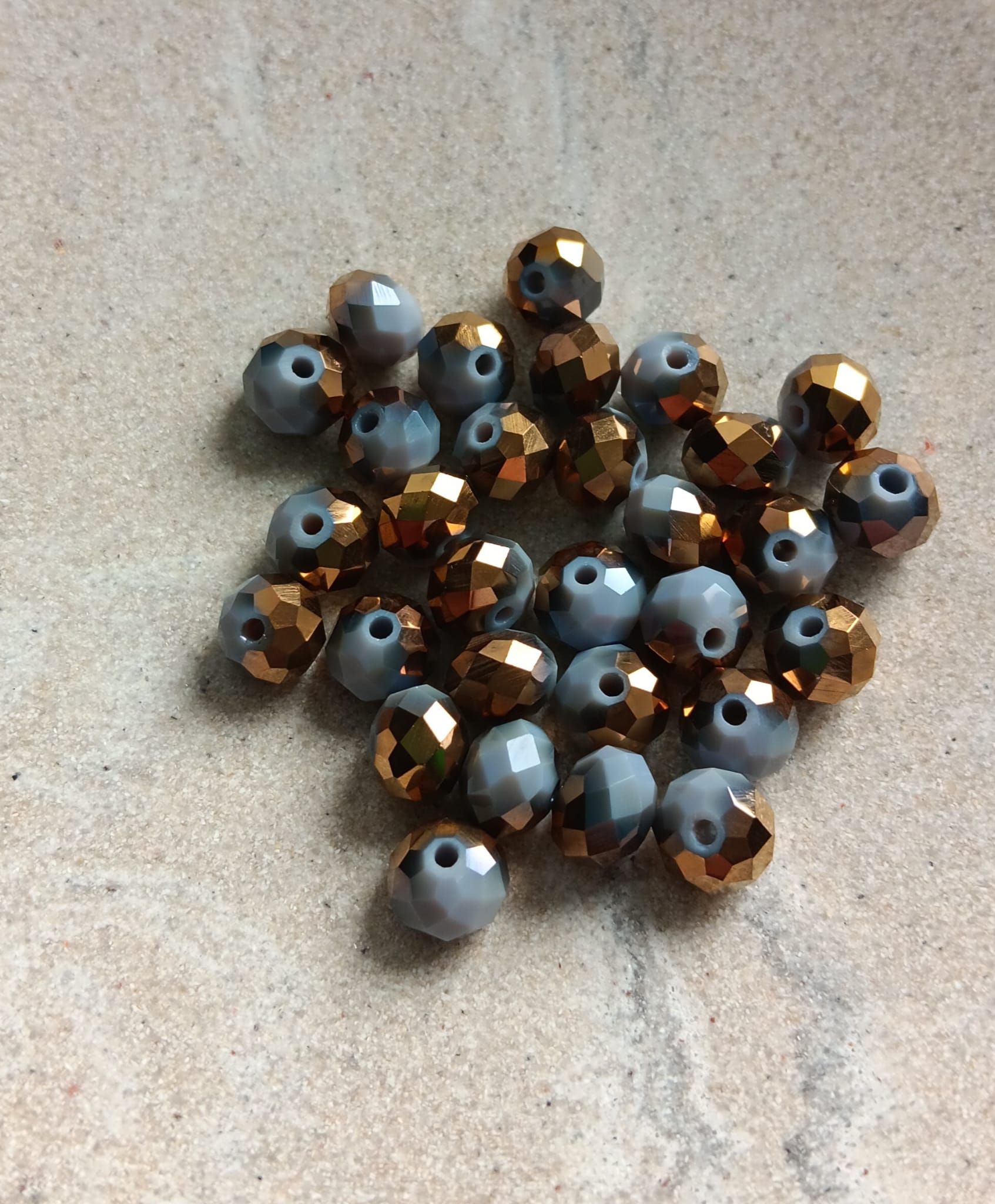 Perles rondelles facettées bicolores en verre - 8x6 mm x30