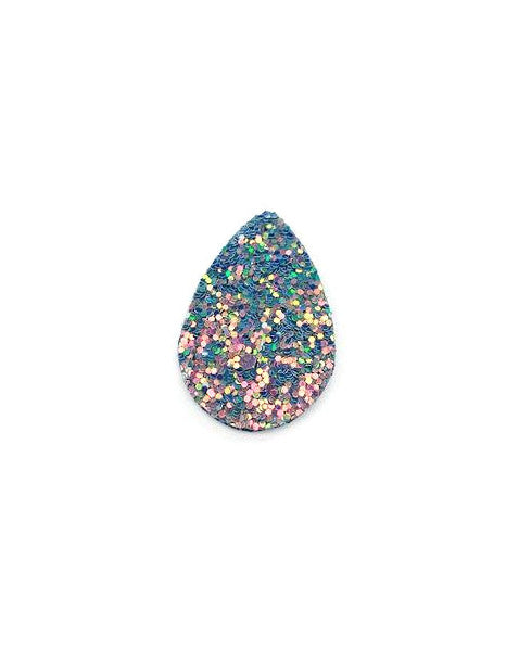 Pendentif goutte pailletée en simili cuir - 39x25 mm
