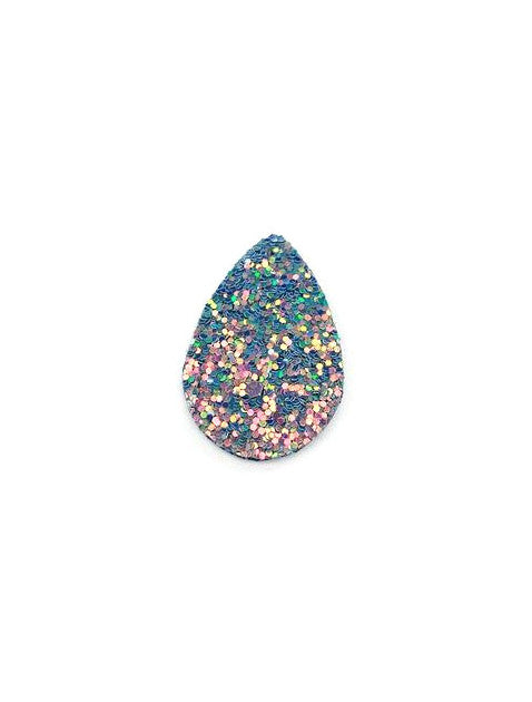 Pendentif goutte pailletée en simili cuir - 39x25 mm