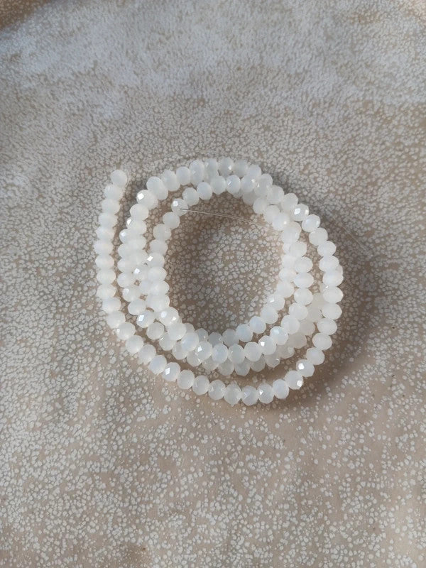 perlesetcreationbijoux - fil de perles rondelles à facettes en verre 4x3 mm blanches