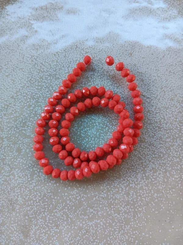 perlesetcreationbijoux - fil de perles rondelles à facettes en verre 6x4 mm orange