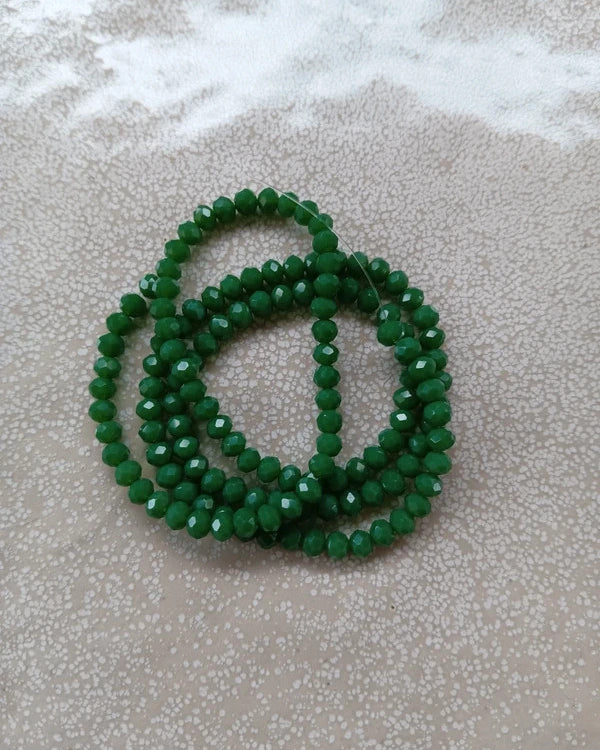 perlesetcreationbijoux - fil de perles rondelles à facettes en verre 4x3 mm vertes