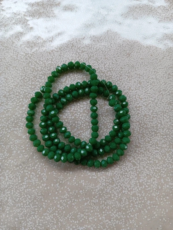 perlesetcreationbijoux - fil de perles rondelles à facettes en verre 4x3 mm vertes