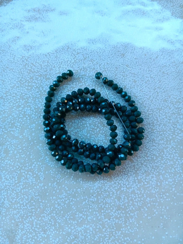 perlesetcreationbijoux - fil de perles rondelles à facettes en verre 4x3 mm vertes