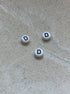 perlesetcreationbijoux - perle lettre D en acrylique blanc et noir de 7 mm