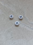 perlesetcreationbijoux - perle lettre H en acrylique blanc et noir de 7 mm