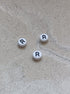 perlesetcreationbijoux - perle lettre R en acrylique blanc et noir de 7 mm