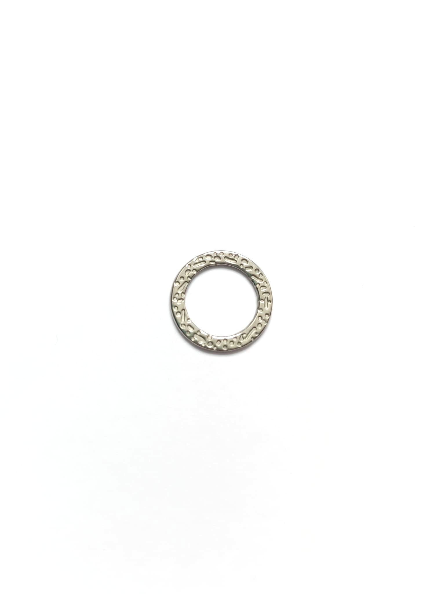 perlesetcreationbijoux - anneaux intercalaires martelés en acier inoxydale de 15 mm argenté