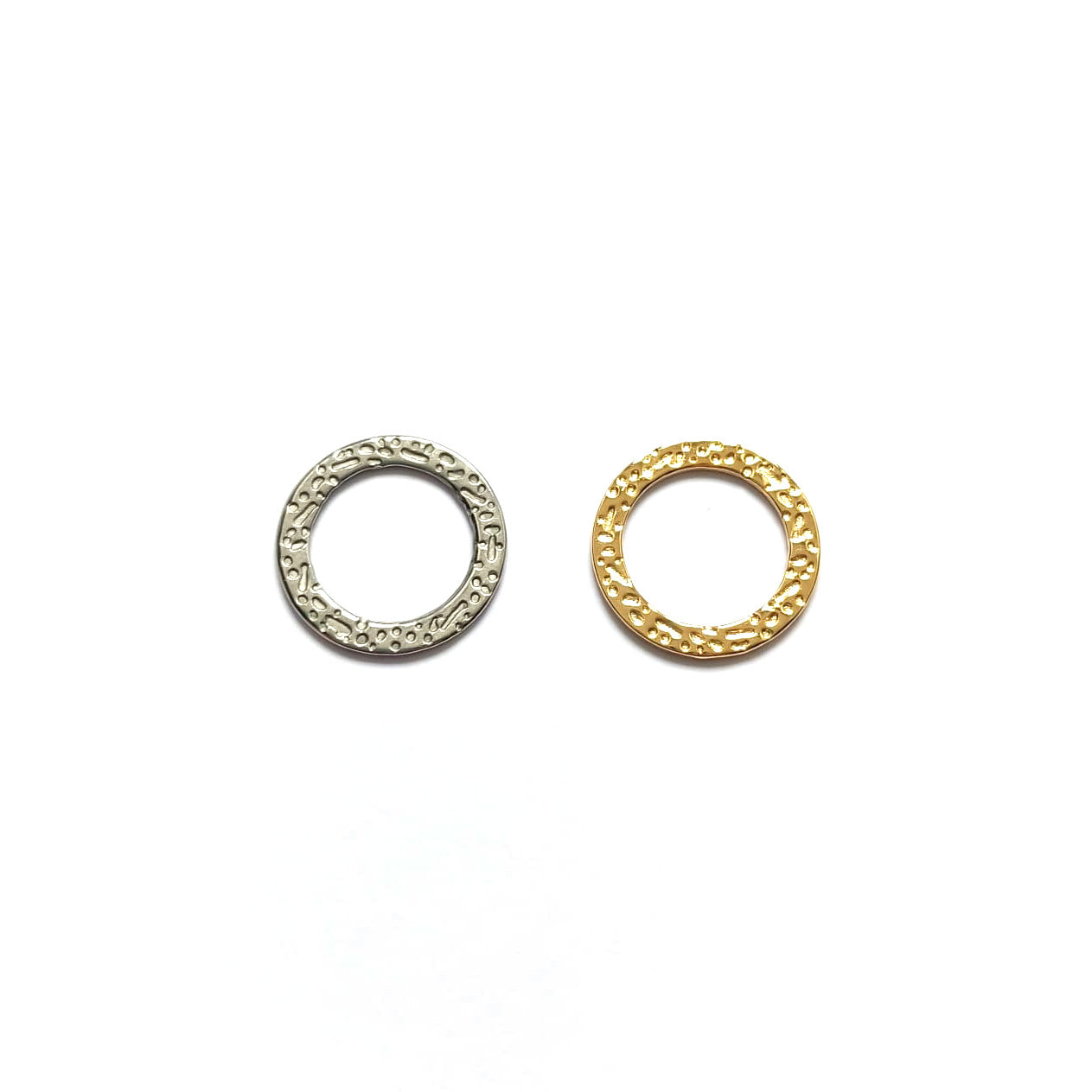 perlesetcreationbijoux - anneaux intercalaires martelés en acier inoxydale de 15 mm argenté et doré