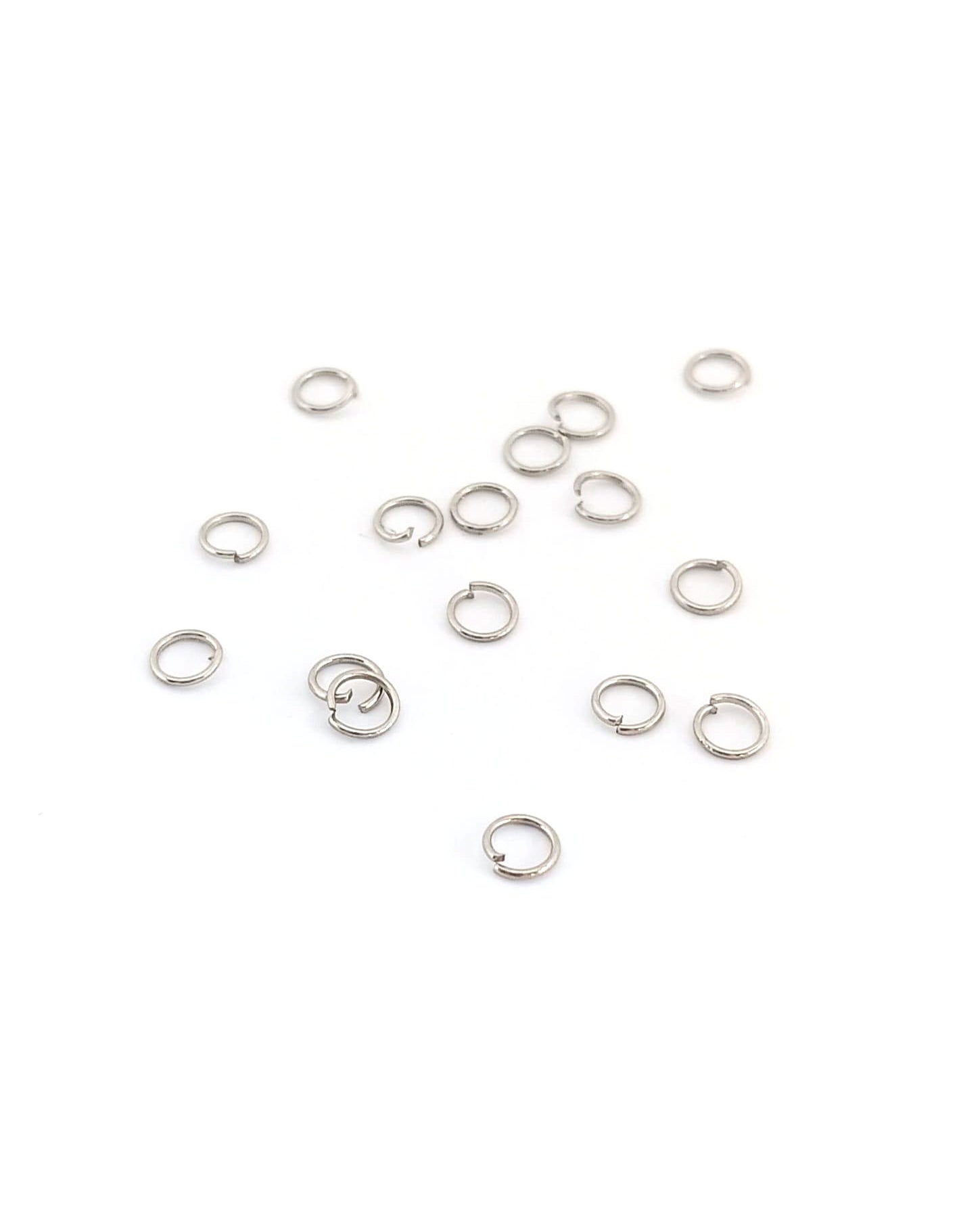 Anneaux ouverts argentés en acier inox 304 - 4, 5 ou 6 mm x50