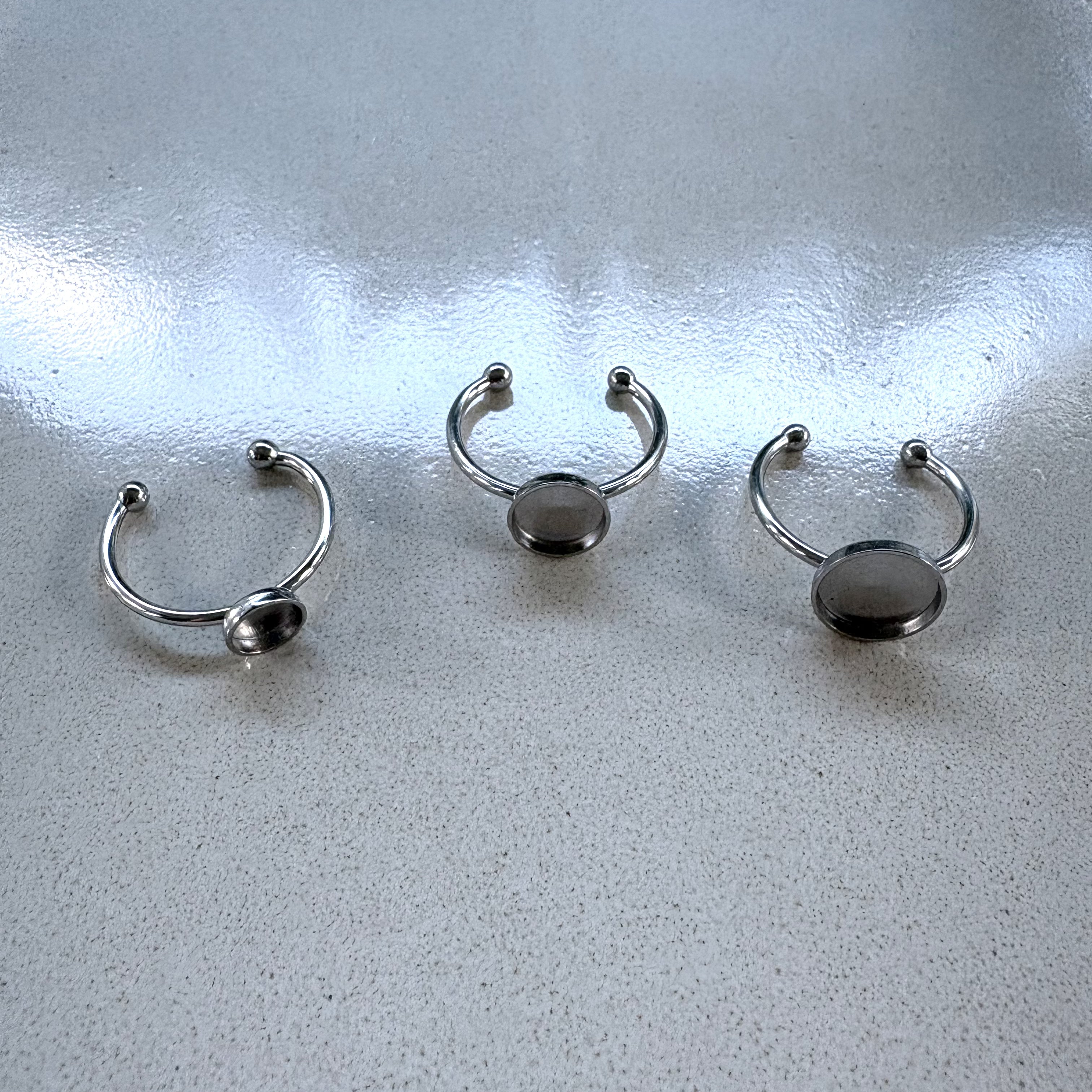 perlesetcreationbijoux - bagues pour cabochon de 6, 8 ou 10 mm en acier inoxydable argenté