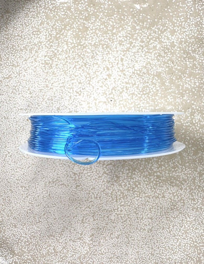 perlesetcreationbijoux - bobine fil élastique bleu 0,8 mm