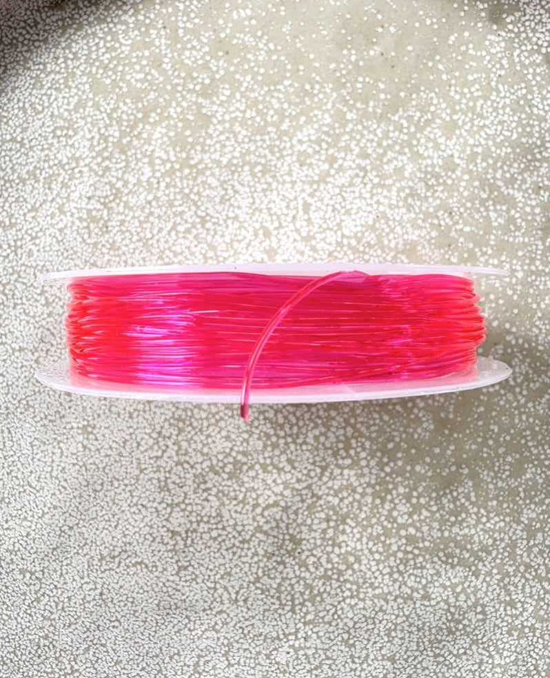 perlesetcreationbijoux - bobine fil élastique rose 0,8 mm