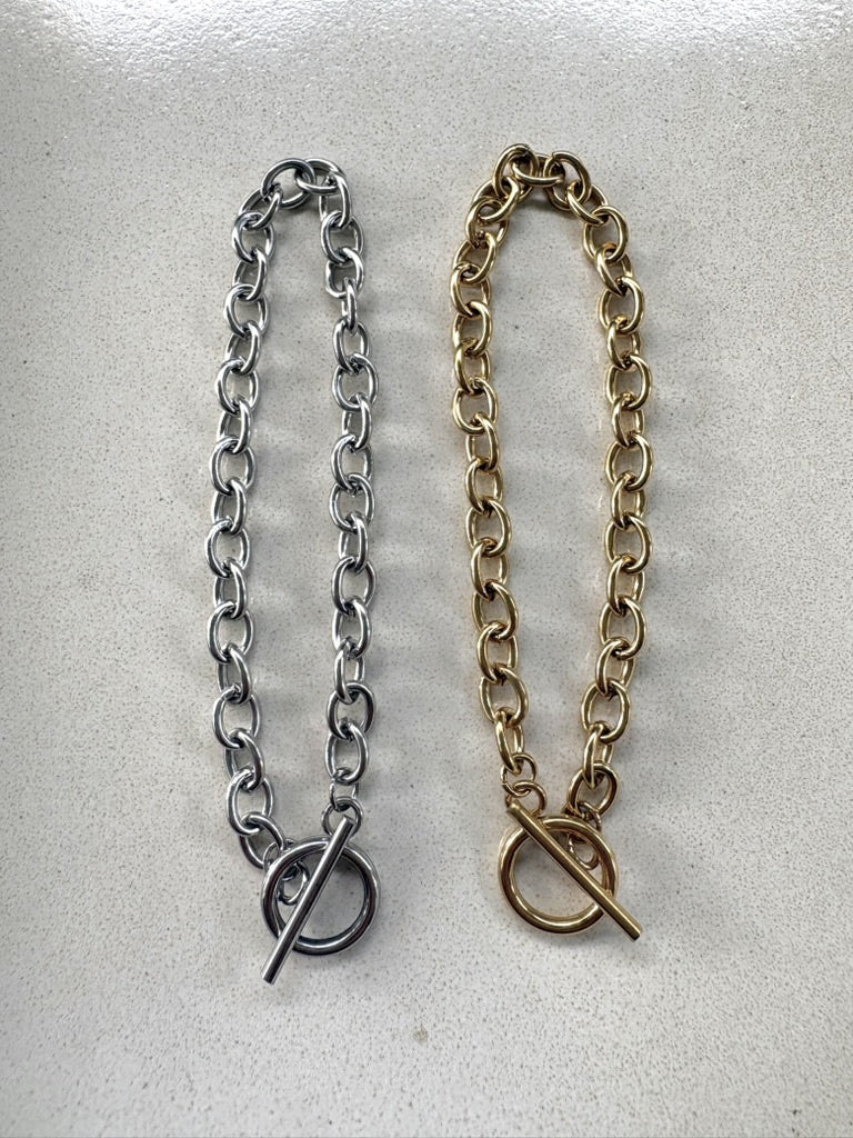 perlesetcreationbijoux - bracelets maille ovale avec fermoir T en acier inoxydable argenté et doré