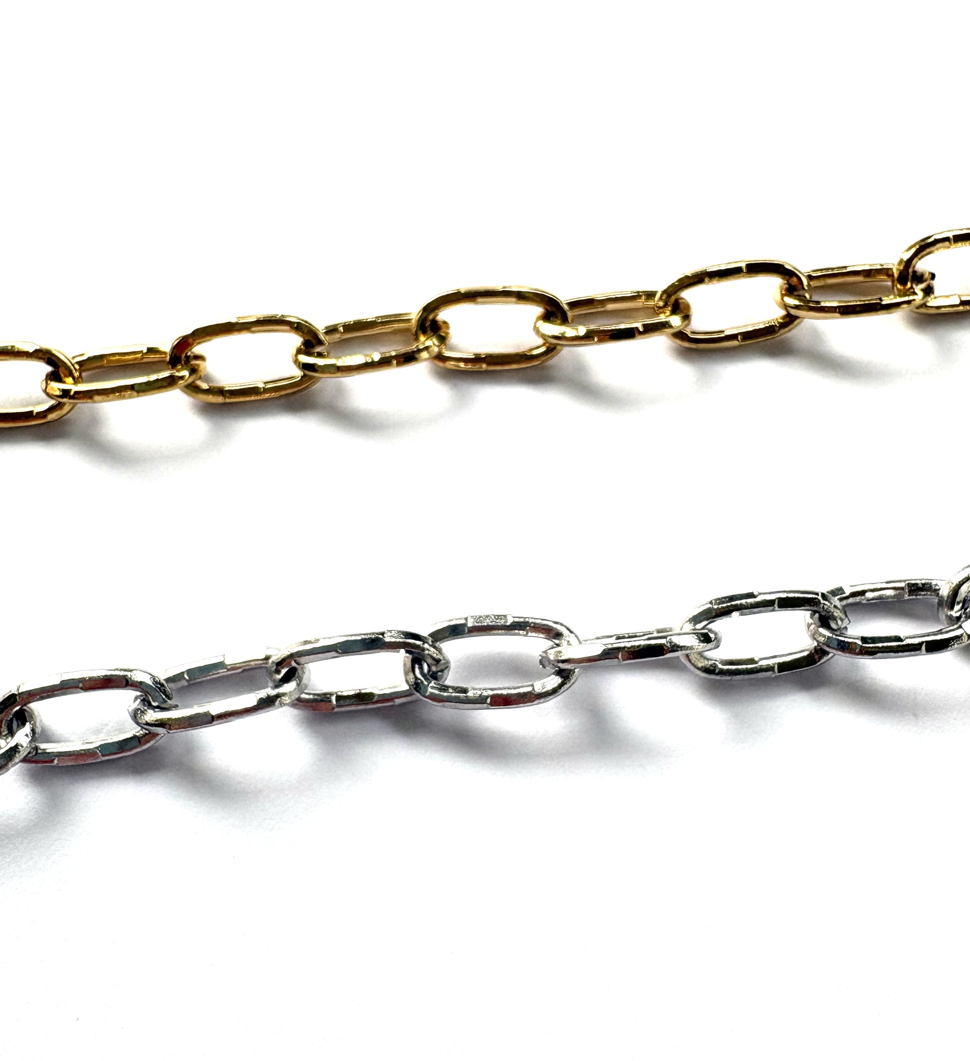 perlesetcreationbijoux - zoom maille, bracelet maille trombone acier inoxydable doré et argenté de 17cm