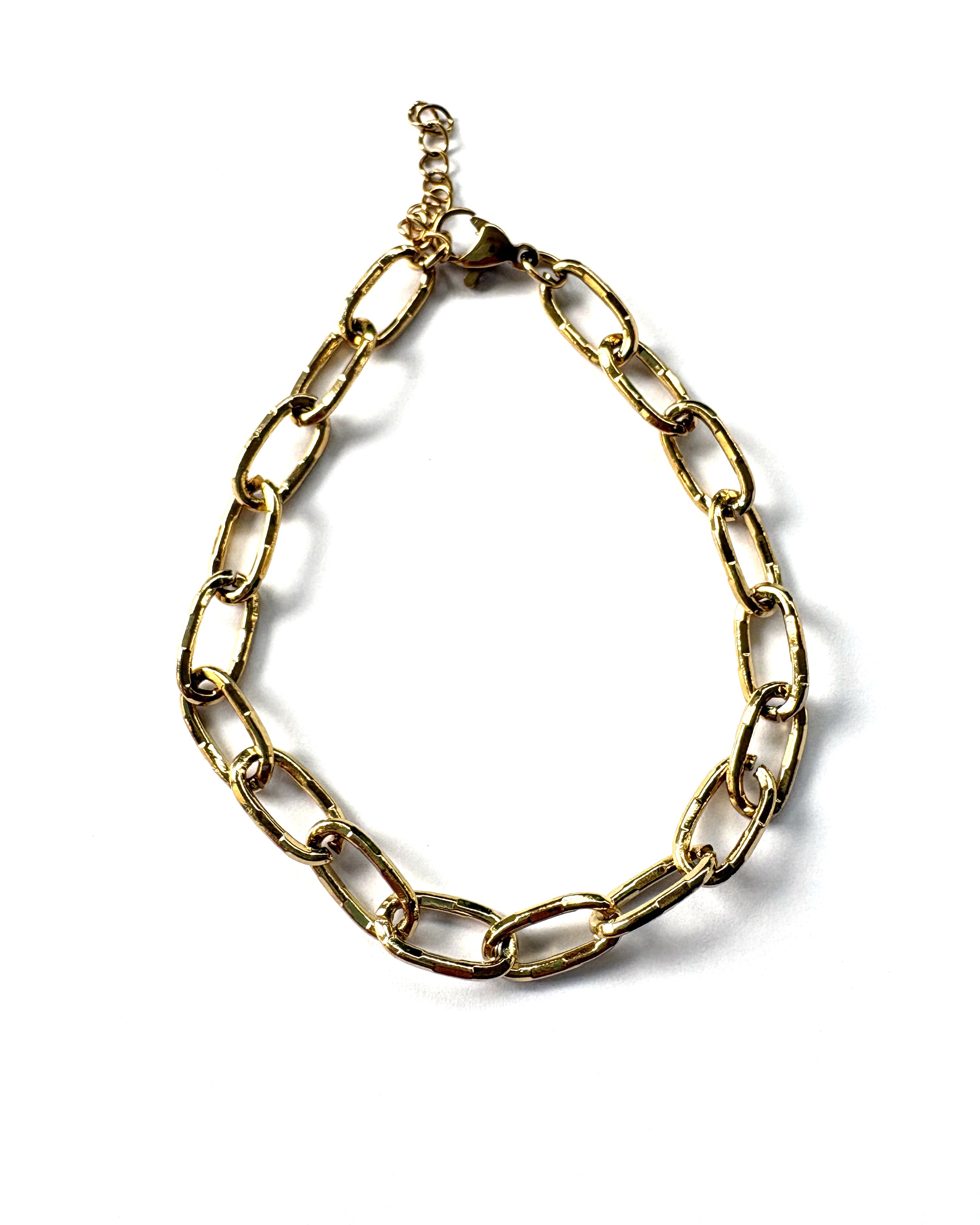 perlesetcreationbijoux - bracelet maille trombone acier inoxydable doré de 17cm