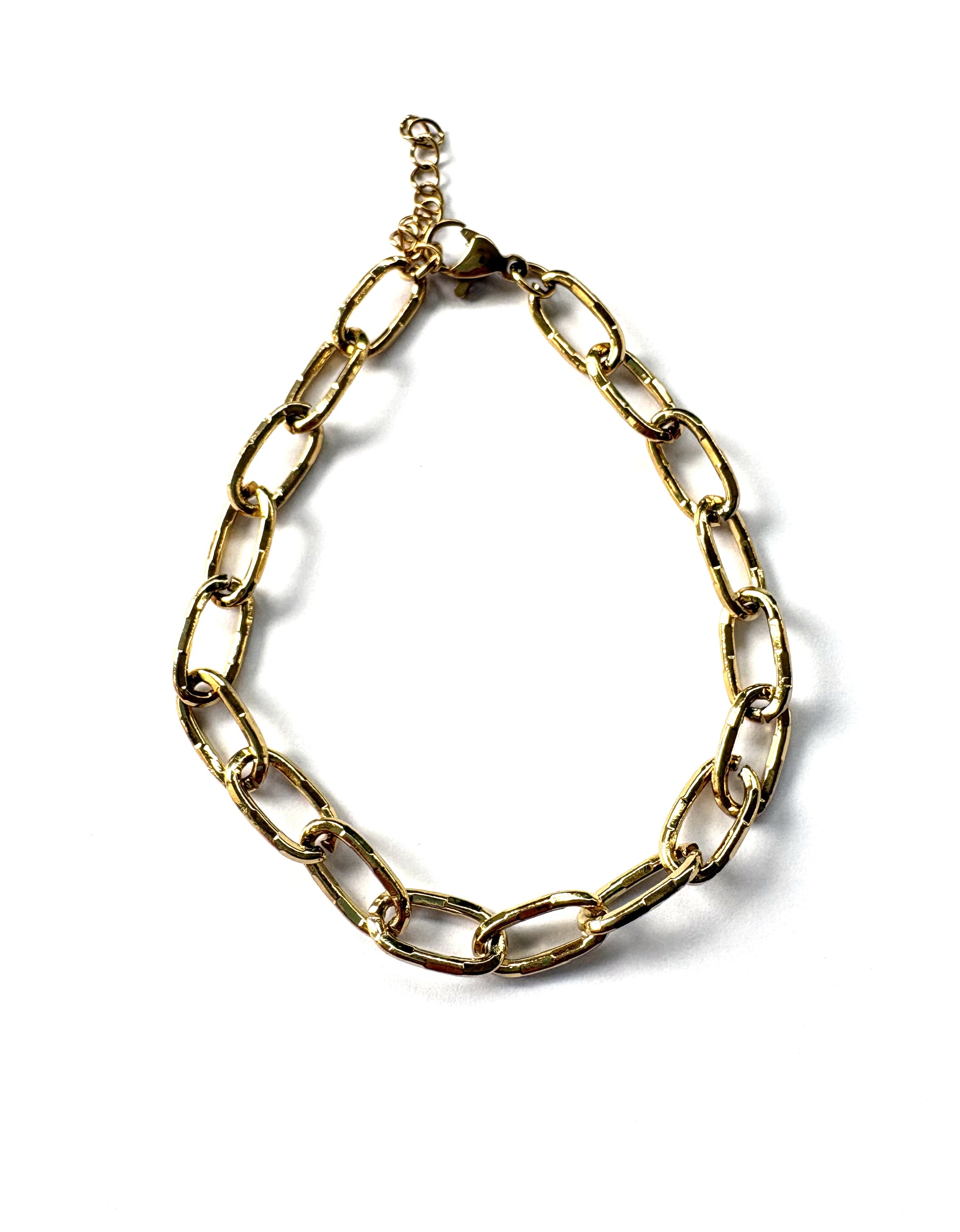 perlesetcreationbijoux - bracelet maille trombone acier inoxydable doré de 17cm