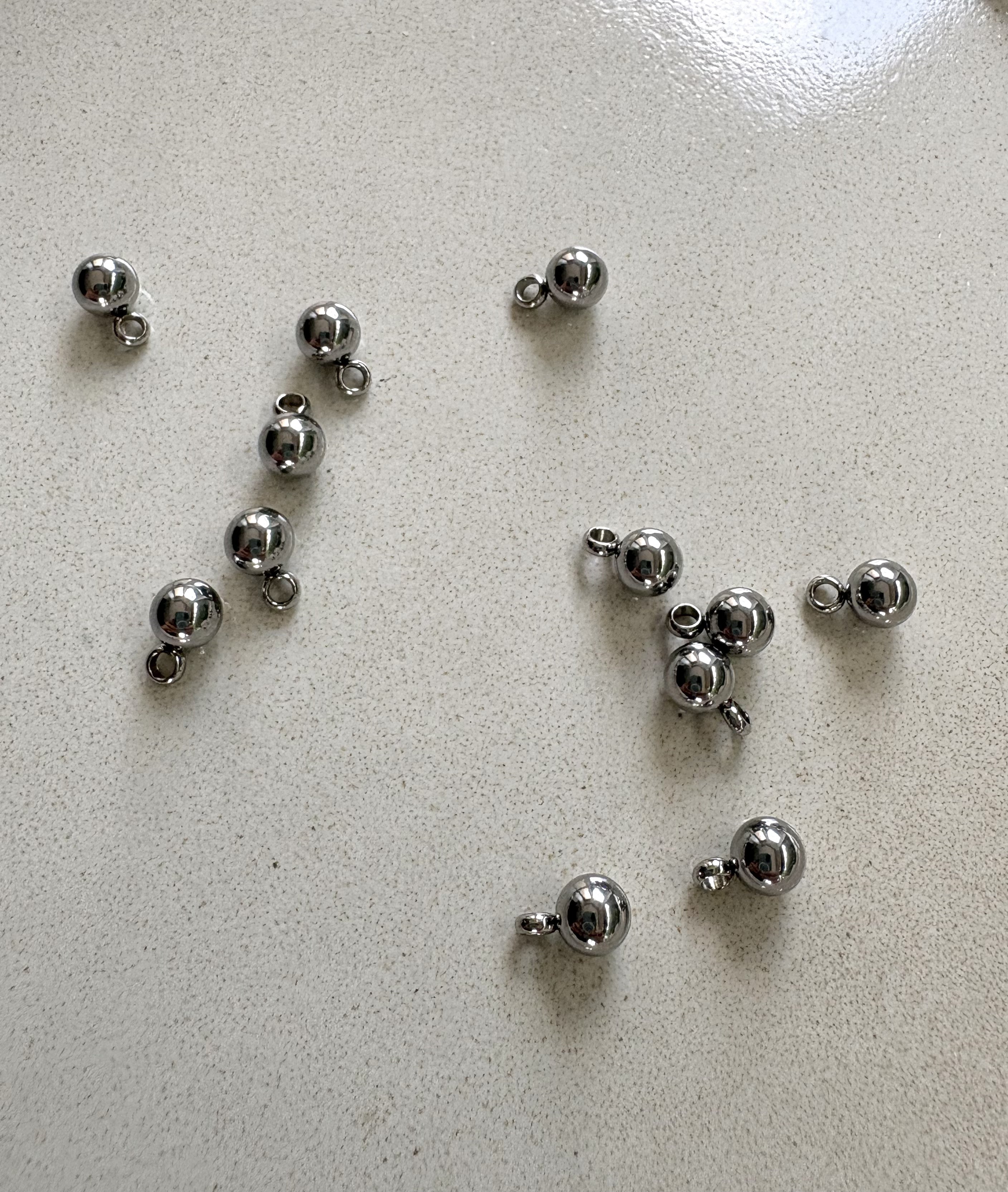 perlesetcreationbijoux - breloques boule en acier inoxydable argenté de 10x6 mm
