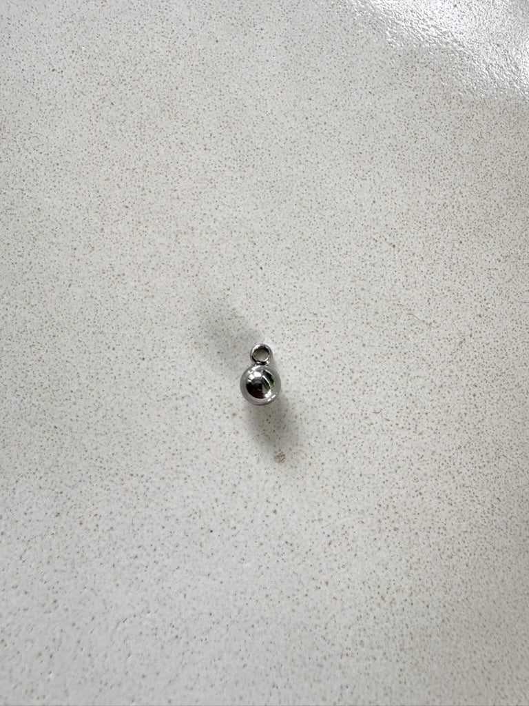 perlesetcreationbijoux - breloque boule en acier inoxydable argenté de 10x6 mm