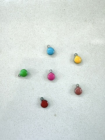 perlesetcreationbijoux - breloques boules émaillées de différentes couleurs base en acier inoxydable 304 argenté de 8x6 mm