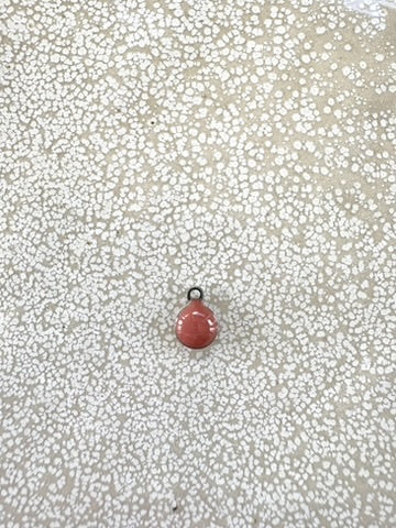 perlesetcreationbijoux - breloque boule émaillée vieux rose base en acier inoxydable 304 argenté de 8x6 mm