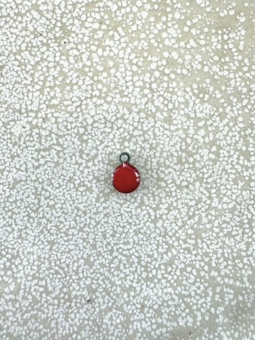 perlesetcreationbijoux - breloque boule émaillée rouge base en acier inoxydable 304 argenté de 8x6 mm