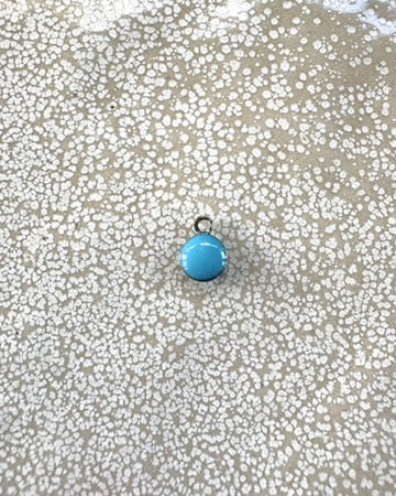perlesetcreationbijoux - breloque boule émaillée bleu turquoise base en acier inoxydable 304 argenté de 8x6 mm