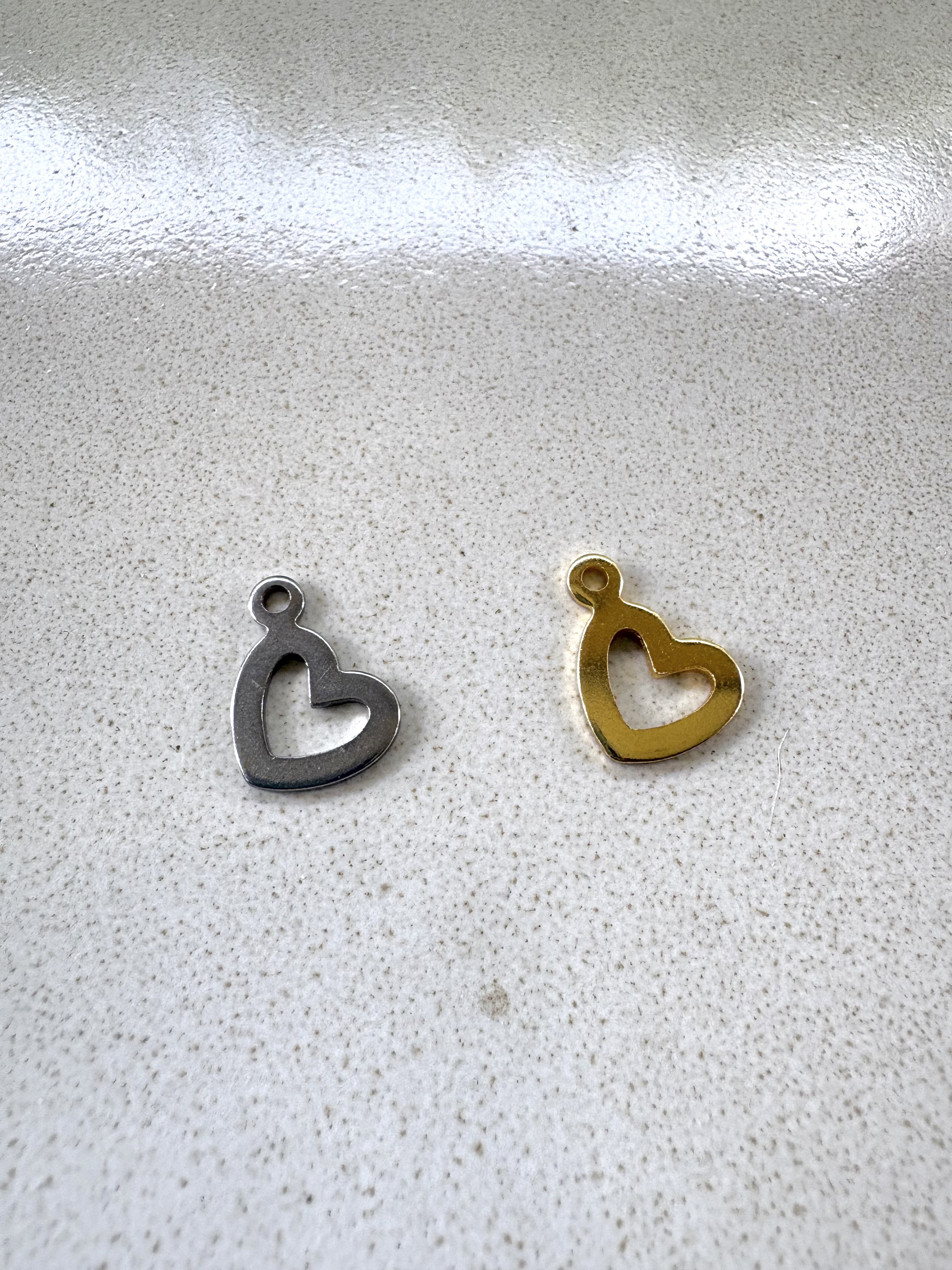 perlesetcreationbijoux - breloques coeur en acier inoxydable 304 de 10x14 mm doré et argenté