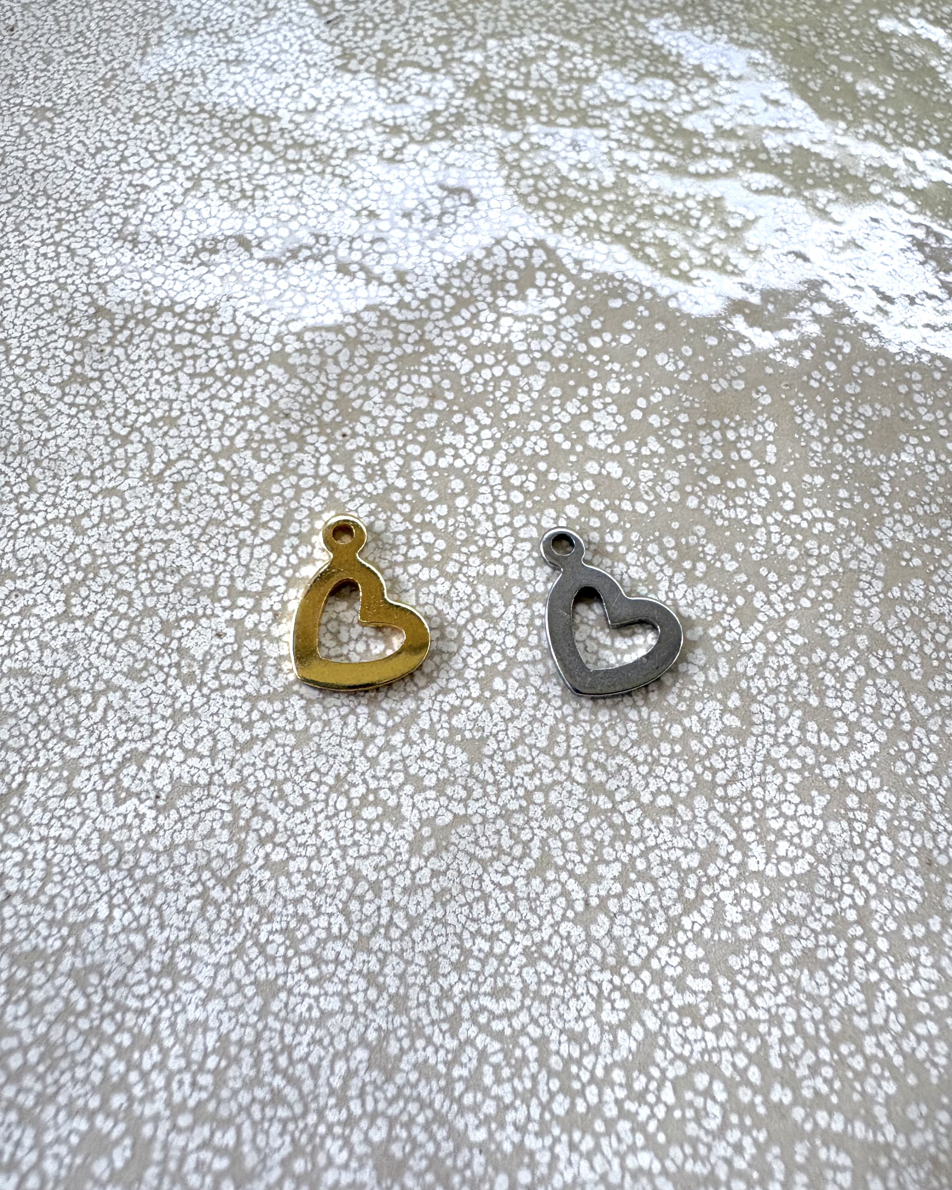 perlesetcreationbijoux - breloques coeur en acier inoxydable 304 de 10x14 mm doré et argenté