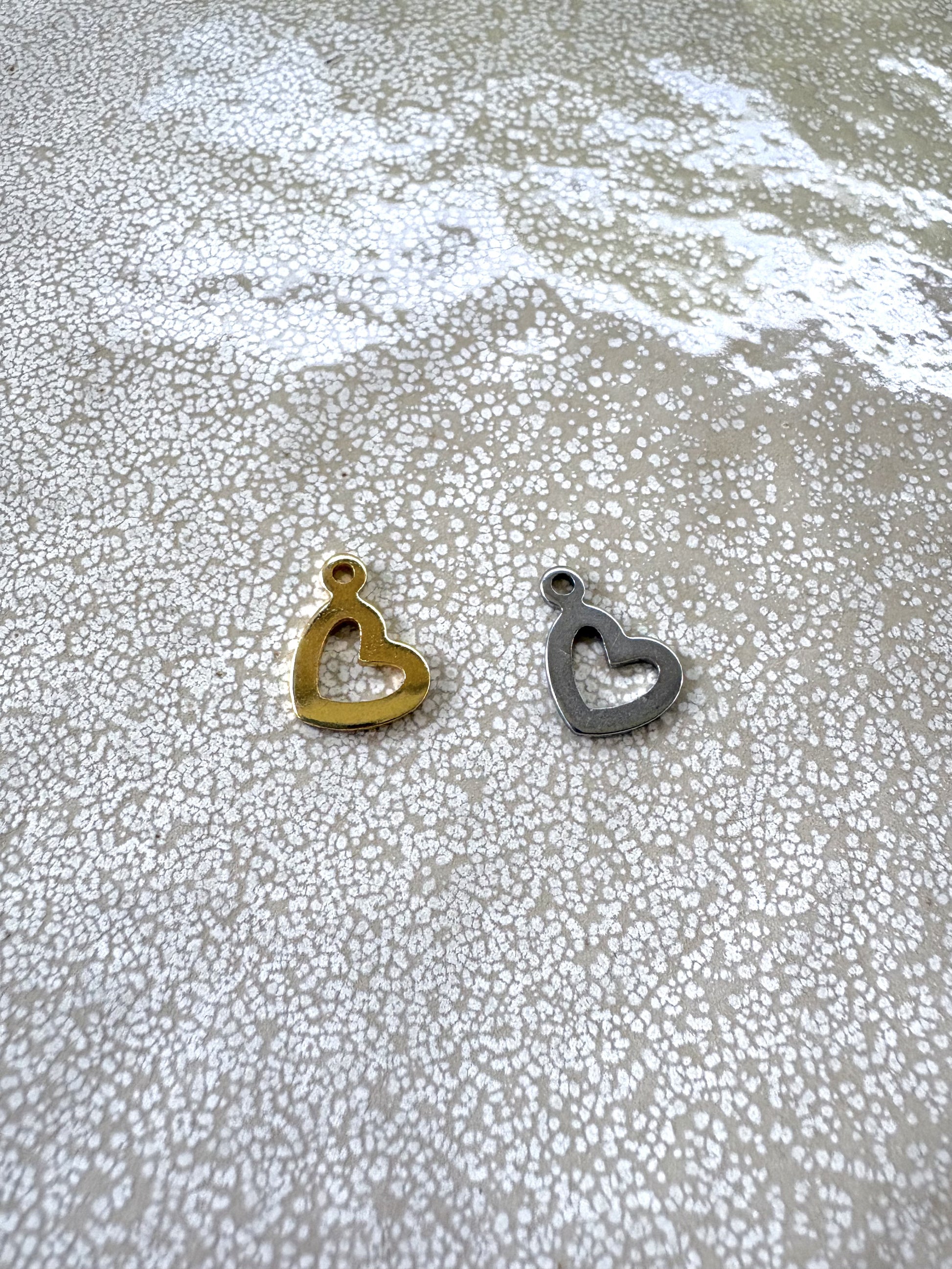perlesetcreationbijoux - breloques coeur en acier inoxydable 304 de 10x14 mm doré et argenté