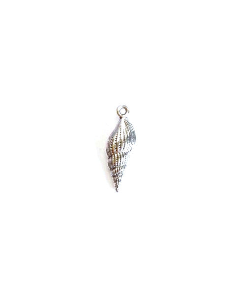 Breloque coquillage en métal argenté -  24x8 mm