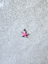 perlesetcreationbijoux - breloque émaillée étoile de mer, base en acier inoxydable 304 argenté de 10,5x10 mm, fuchsia à pois blancs