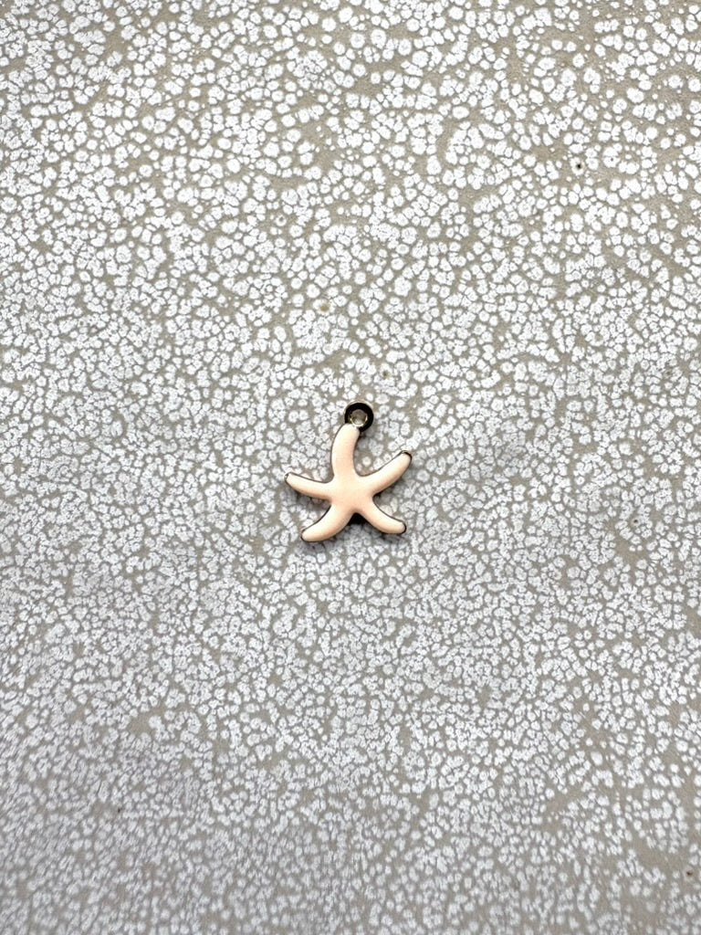 perlesetcreationbijoux - breloque étoile de mer émaillée base en acier inoxydable 304 doré de 1à,5x10mm orange pâle