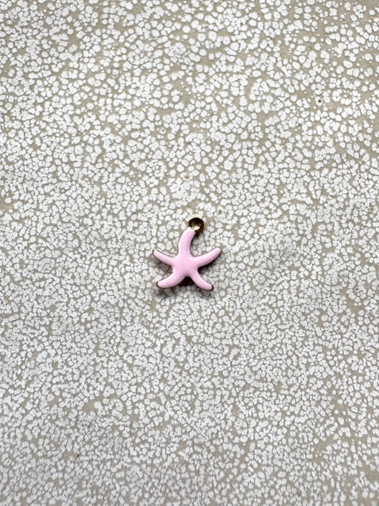 perlesetcreationbijoux - breloque étoile de mer émaillée base en acier inoxydable 304 doré de 1à,5x10mm rose