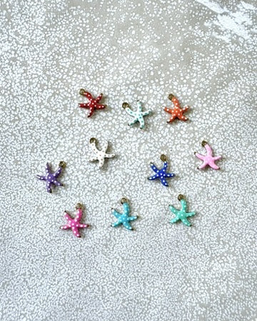 perlesetcreationbijoux - breloque émaillée étoile de mer, base en acier inoxydable 304 doré de 10,5x10 mm, de différentes couleurs