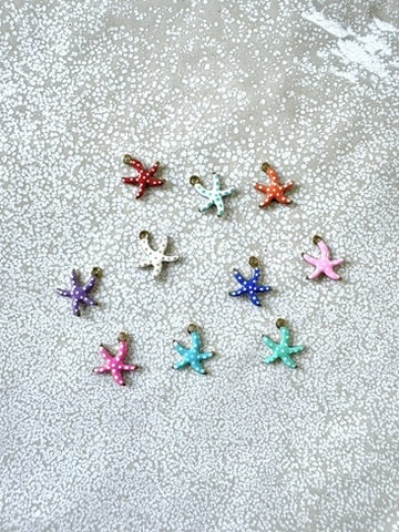 perlesetcreationbijoux - breloque émaillée étoile de mer, base en acier inoxydable 304 doré de 10,5x10 mm, de différentes couleurs
