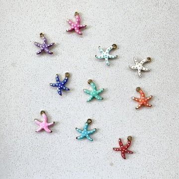 perlesetcreationbijoux - breloque émaillée étoile de mer, base en acier inoxydable 304 doré de 10,5x10 mm, de différentes couleurs