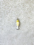 perlesetcreationbijoux - breloque émaillée poisson en acier inoxydable 304 argenté de 18x5 mm jaune et blanc