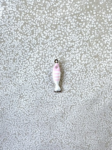 perlesetcreationbijoux - breloque poisson émaillée base en acier inoxydable 304 doré de 18x5 mm rose