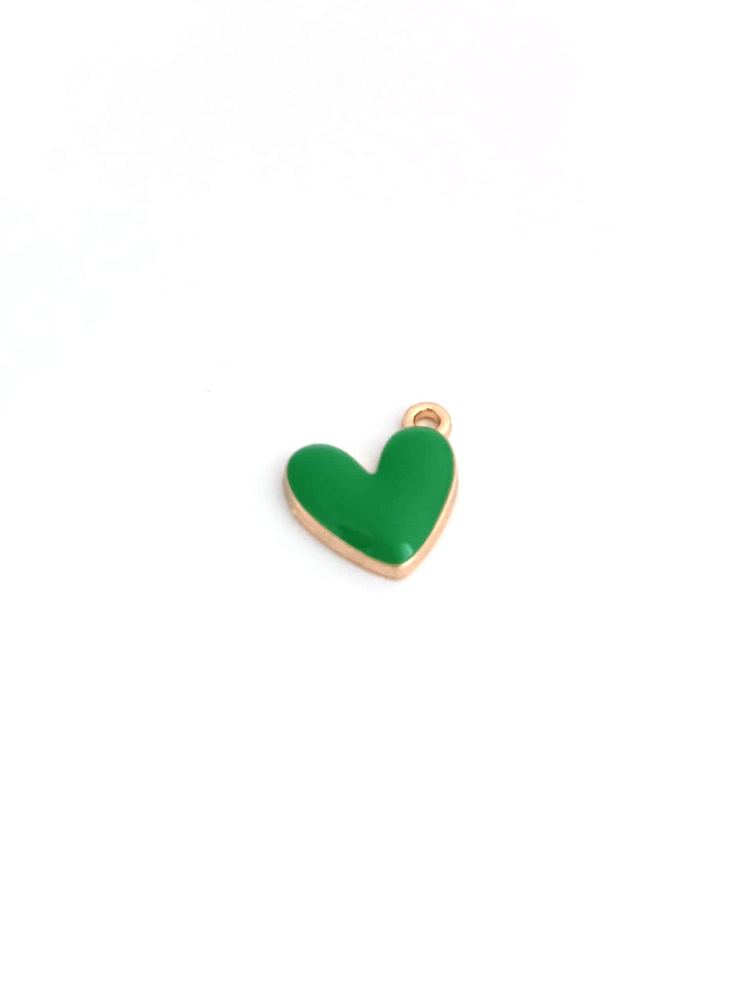 Breloque coeur émaillée base métal doré - 16x15 mm