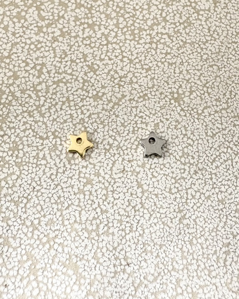perlesetcreationbijoux - breloques étoile en acier inoxydable 304 argenté et doré de 6 mm