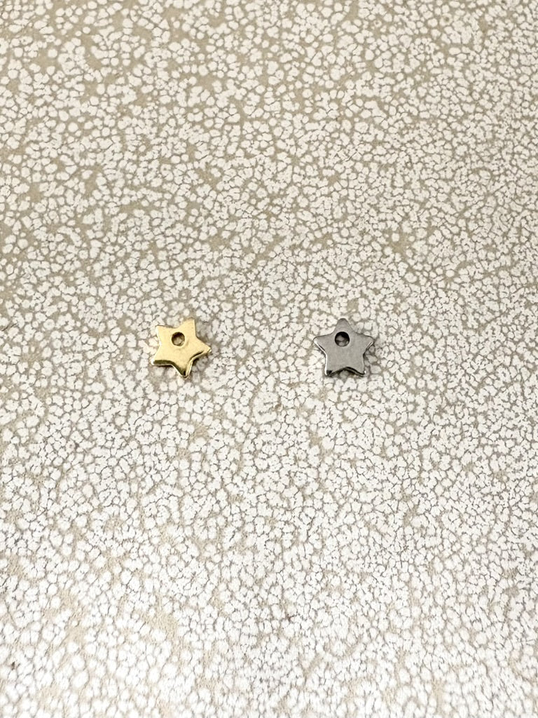 perlesetcreationbijoux - breloques étoile en acier inoxydable 304 argenté et doré de 6 mm