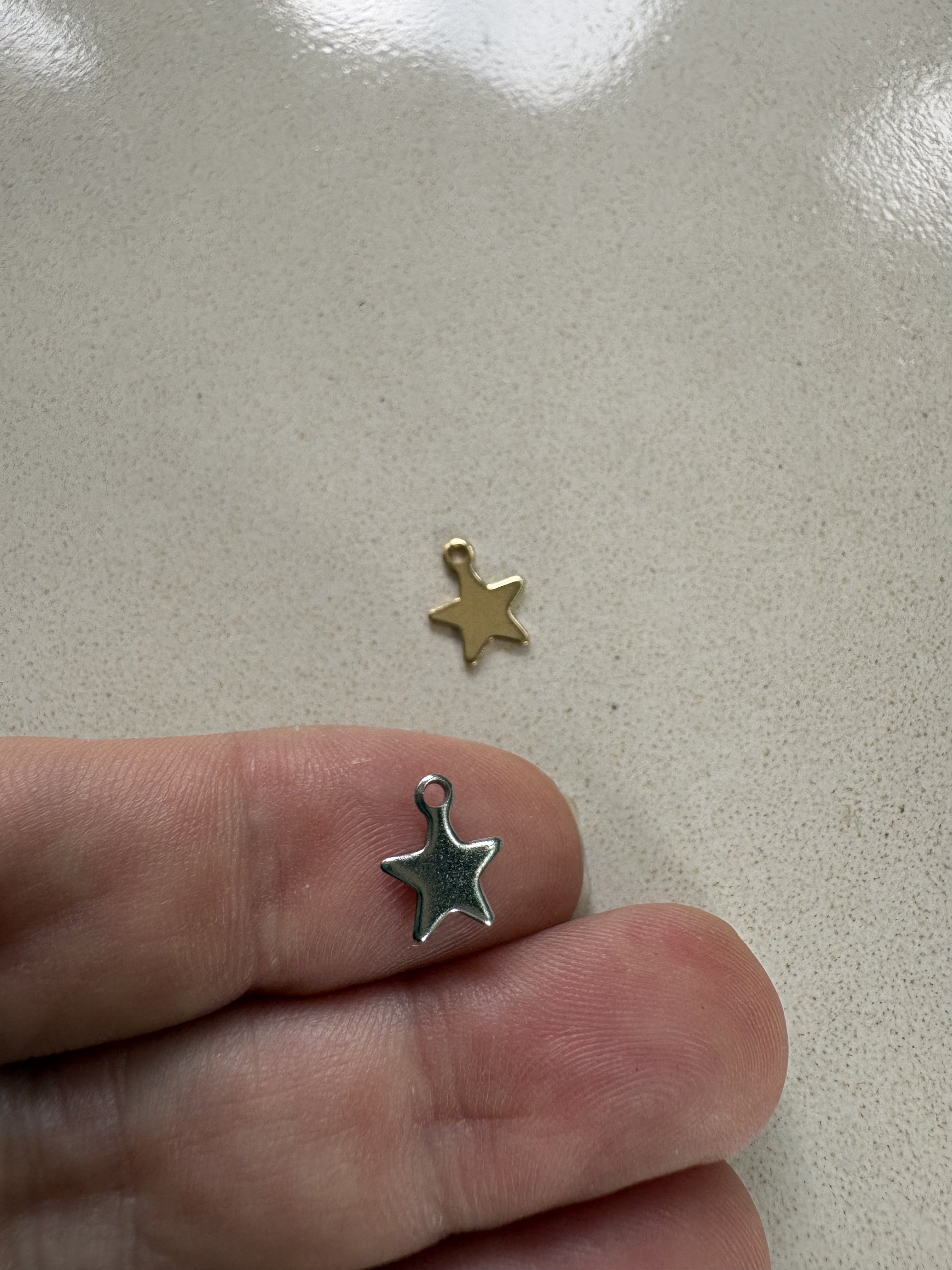 perlesetcreationbijoux - breloques étoile en acier inoxydable 10x8 mm doré et argenté