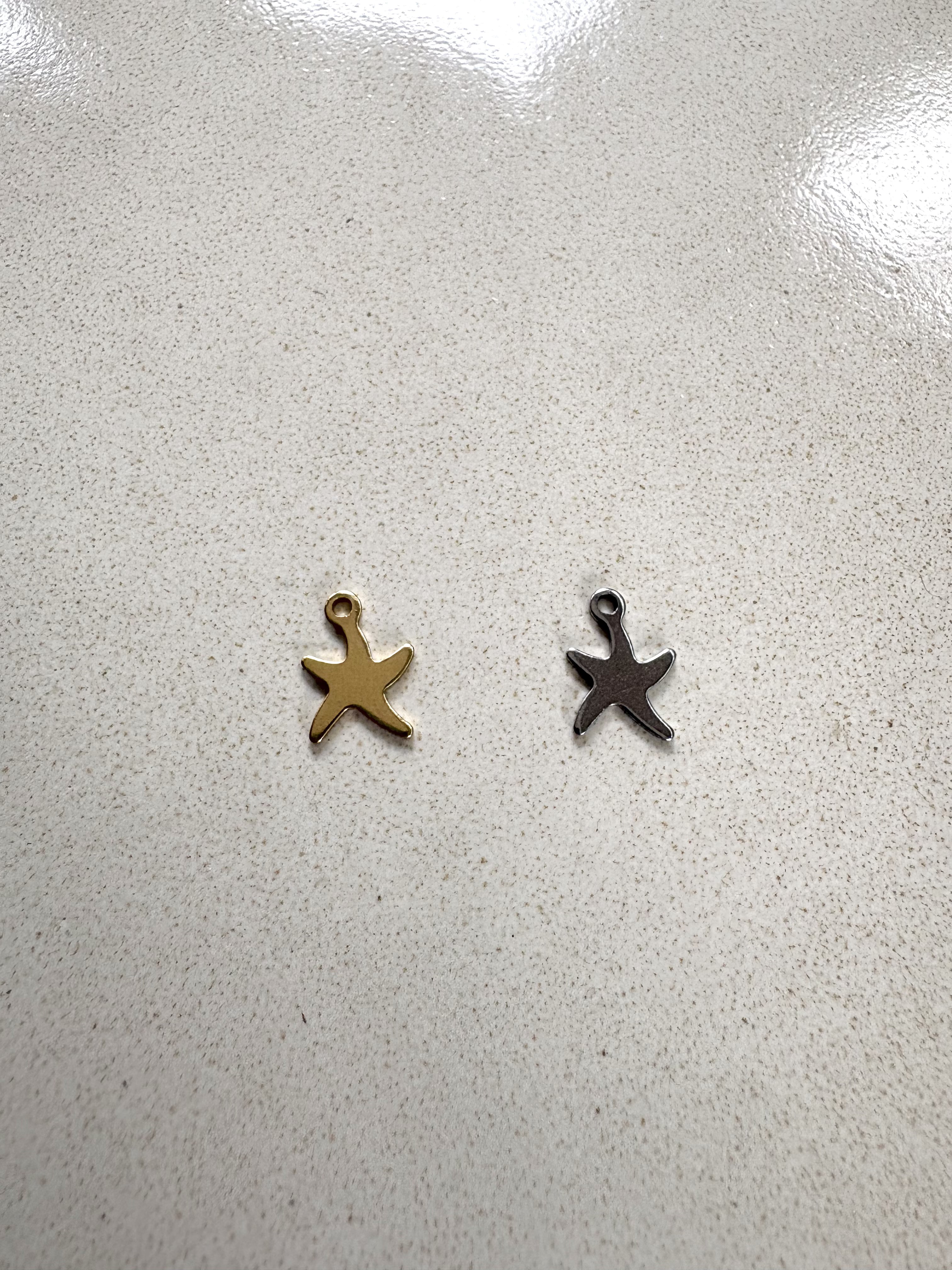 perlesetcreationbijoux - breloques étoile de mer en acier inoxydable argenté et doré