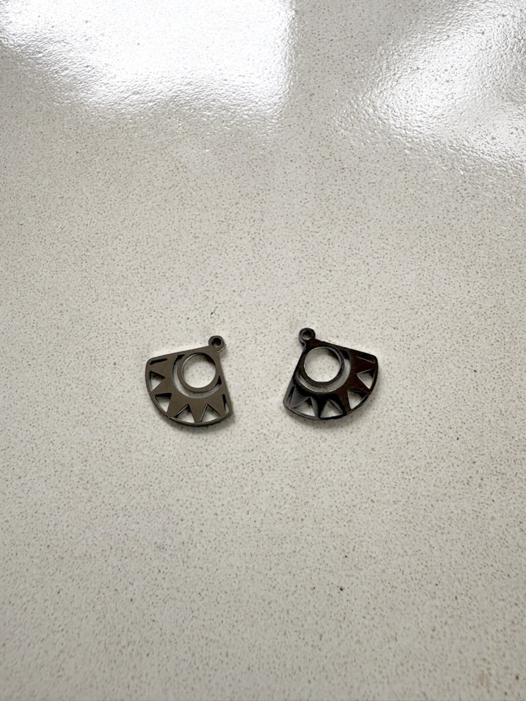 perlesetcreationbijoux - breloques éventail en acier inoxydable argenté