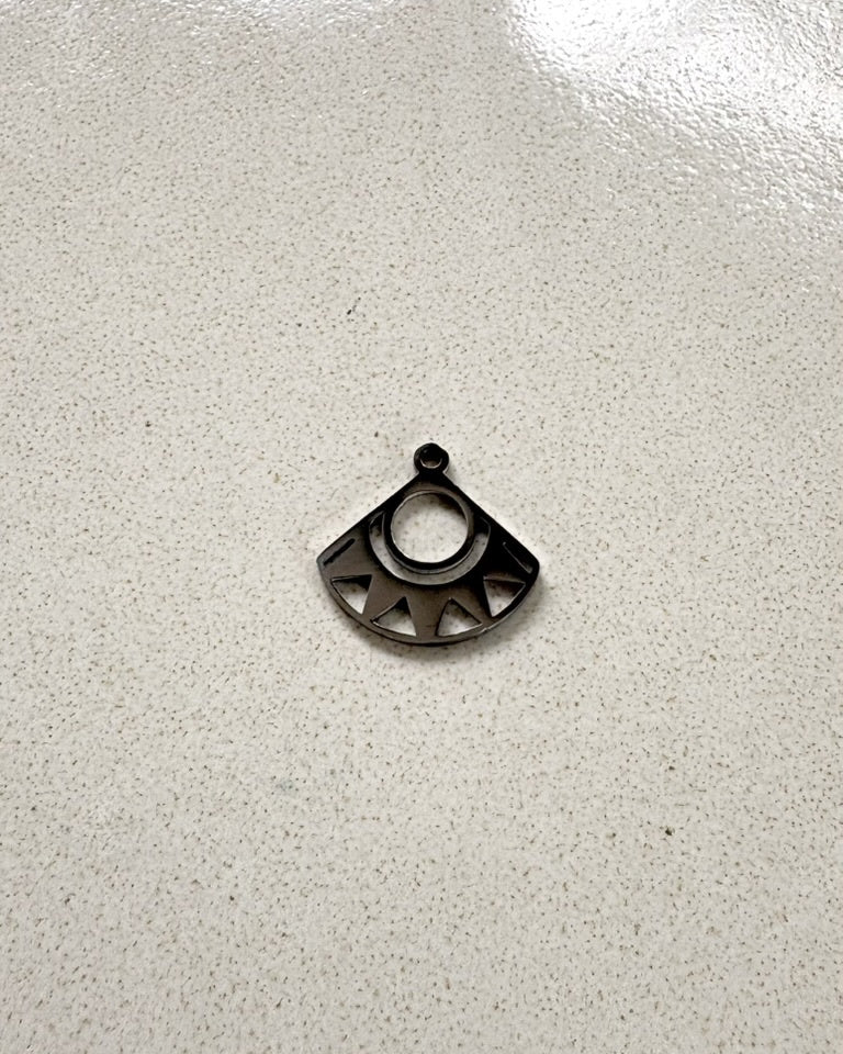 perlesetcreationbijoux - breloque éventail en acier inoxydable argenté