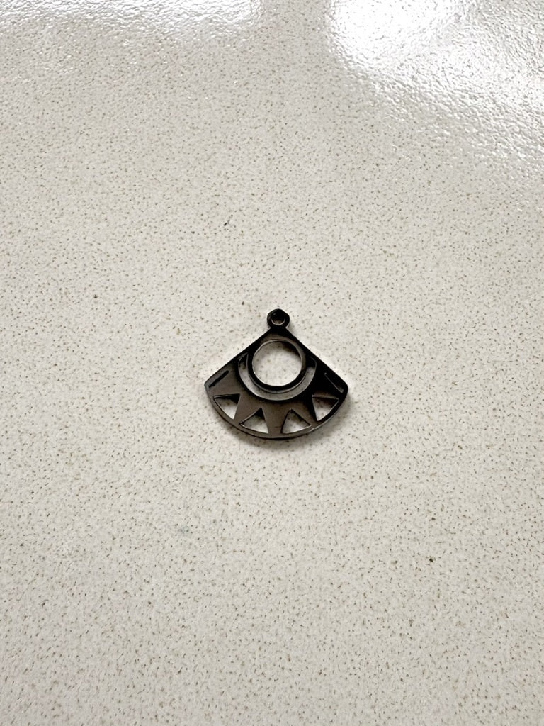 perlesetcreationbijoux - breloque éventail en acier inoxydable argenté